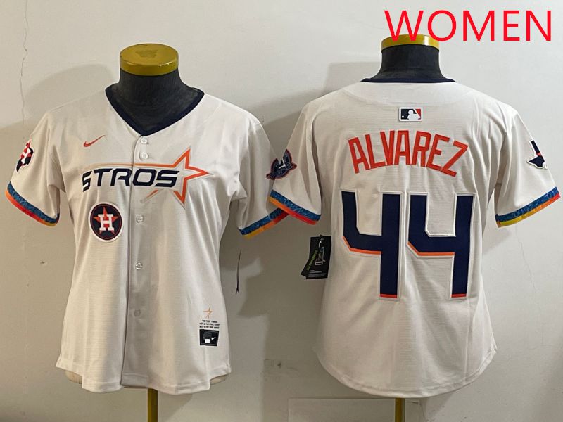 Women Houston Astros 44 Alvarez Cream Fourth generation Joint Name Nike 2025 MLB Jersey style 7